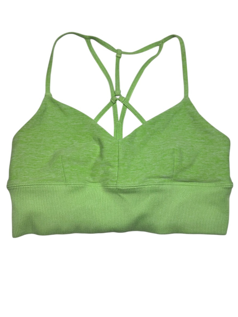 Alo Yoga Alosoft Lavish Bra Neon Lime Heather Green Strappy S - Picture 15 of 17